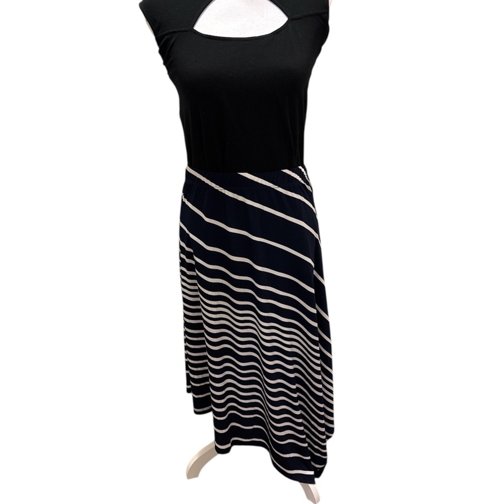 Blue and White Striped asymmetrical skirt